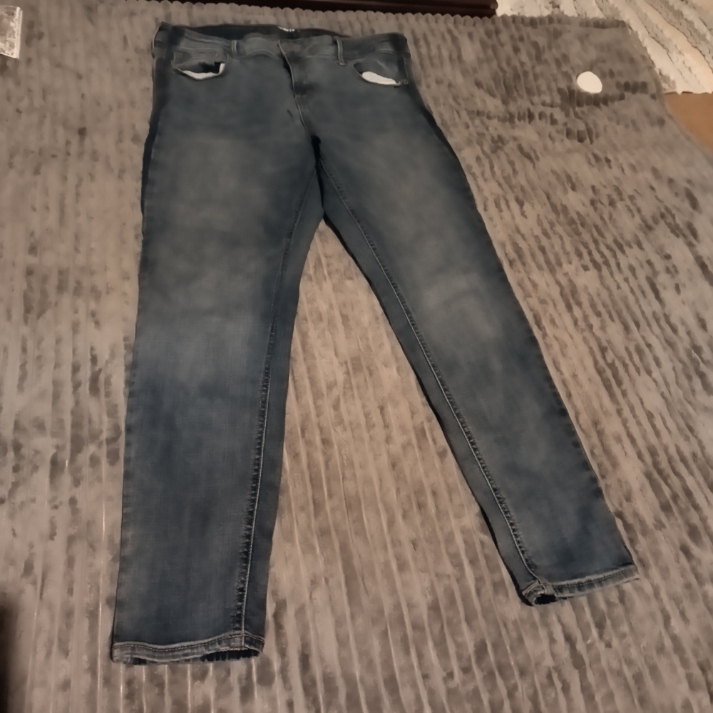 Old Navy Rockstar Super Skinny Jeans Sculpt Sz 14 Light Blue W/Dark Stripe EUC